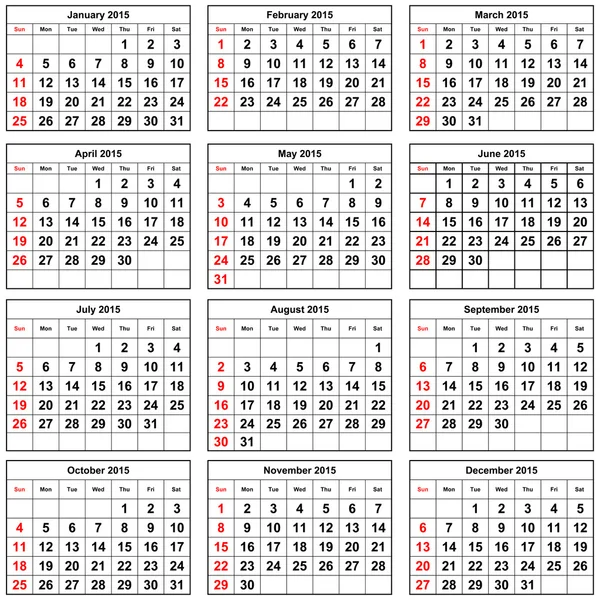 Calendario 2015 —  Fotos de Stock