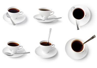 Kahve üzerine beyaz izole topluluğu