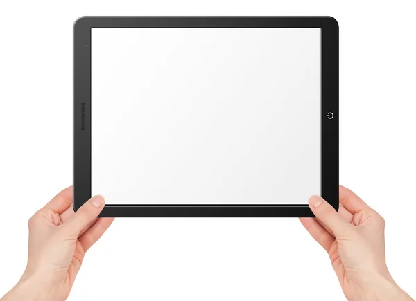 Modernes Computer-Tablet mit Händen — Stockfoto