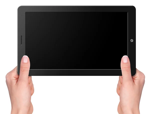 Tablet computador com as mãos — Fotografia de Stock