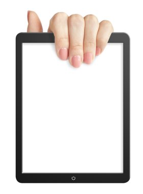 Boş bir tablet tutan el