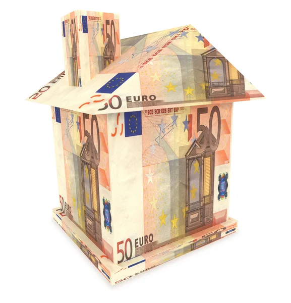 Будинок з євро гроші — стокове фото