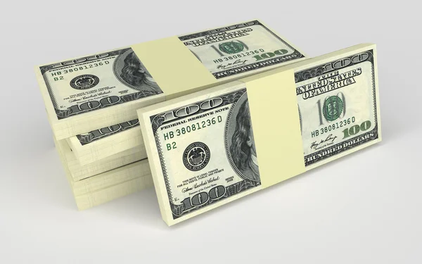 Έννοια χρήματα - πολλά δολάρια τραπεζογραμμάτια απομονωθεί σε λευκό — Φωτογραφία Αρχείου
