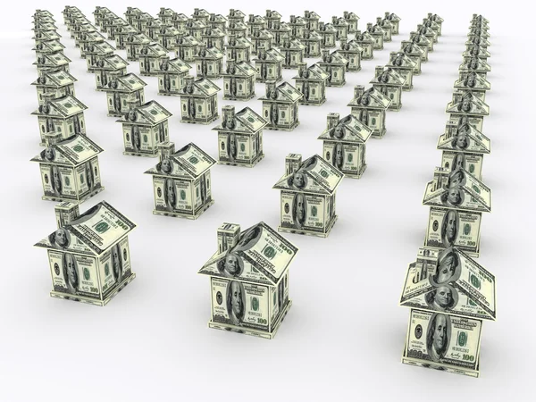 Sok ház, a pénz. Üzleti koncepció — Stock Fotó