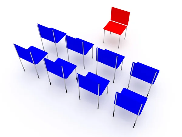 Illustration av planering i företaget. En röd och fyra blå c — Stockfoto