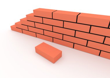 Tuğla duvar parçası. Yapı ve inşaat kavramı