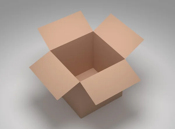 Caja marrón abierta — Foto de Stock