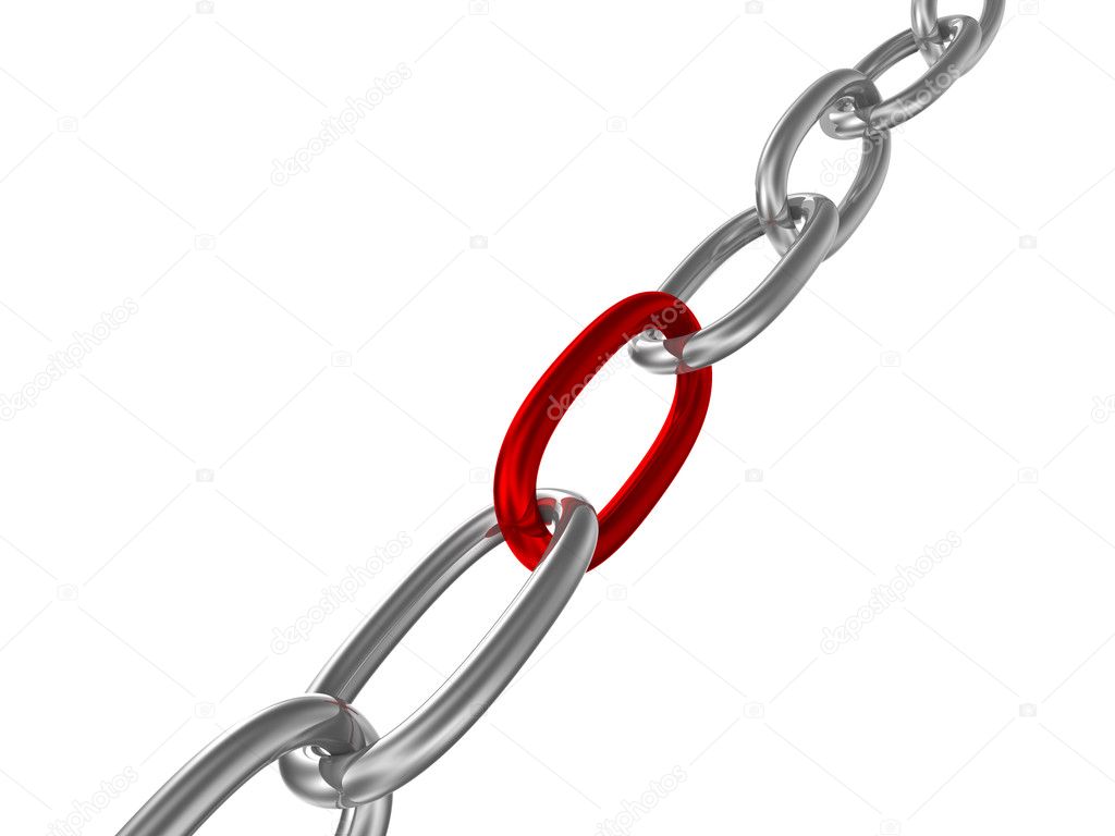 Grey chain with red ring