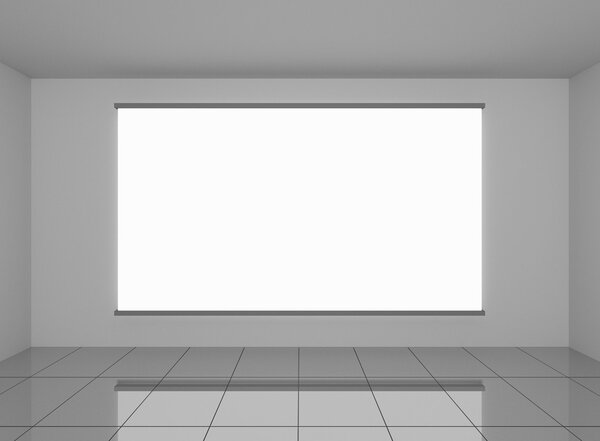 Abstract interior in room with blank wall
