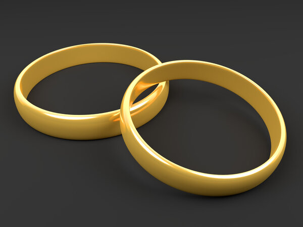 Illustration of two wedding gold rings