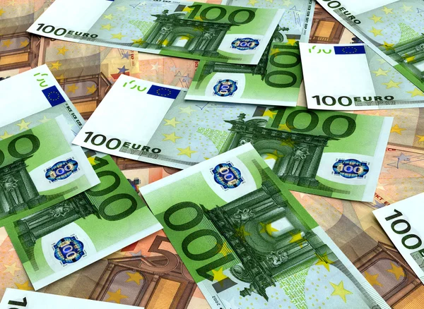 Geld-Hintergrund aus vielen Euro — Stockfoto