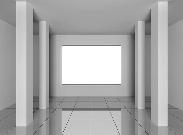 3d interior no quarto com fundo branco em branco — Fotografia de Stock