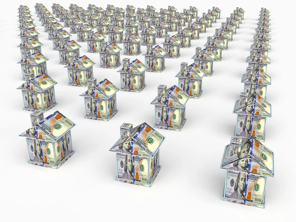 Πολλά σπίτια από τα χρήματα. Επιχειρηματική ιδέα — Φωτογραφία Αρχείου