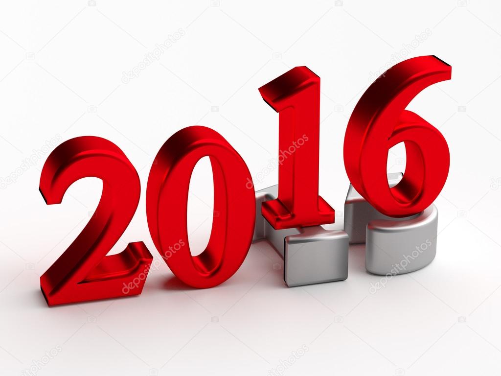 3d numbers. 2016 new year over 2015