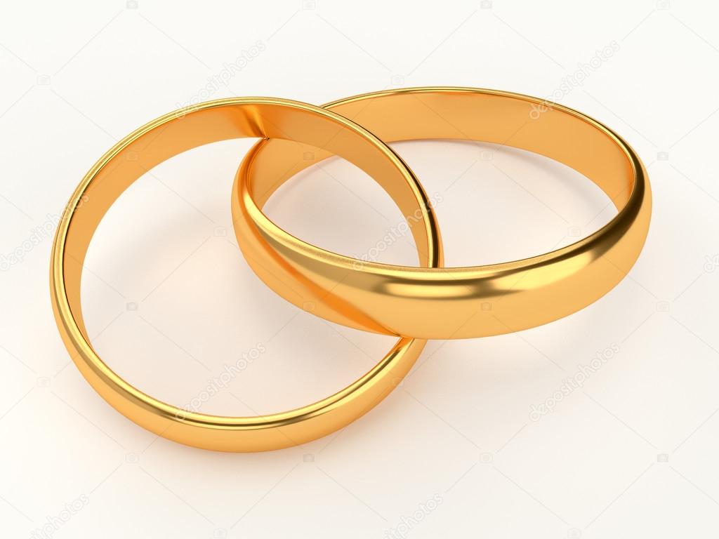 Connected gold wedding rings
