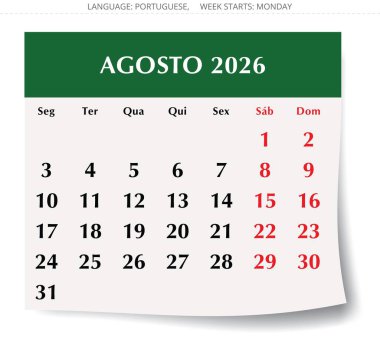 İspanya Şubat 2026, Febrero takvimi. Spai için aylık vektör illüstrasyonu