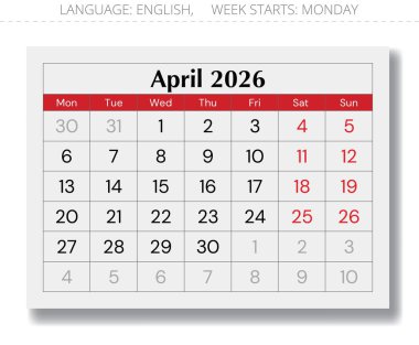 2026 ve 2027 takvimi. İngilizce vektör yılı tasarımı (hafta pazar başlar)