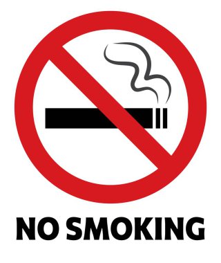 Kamu alanları ve ofisler için sigara içilmesi yasaklanan bir tabelanın vektör illüstrasyonu