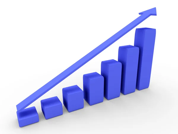 3d graph with the growing progress — Stock Photo, Image