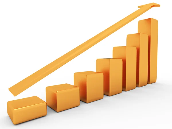 Gráfico 3d con progreso creciente — Foto de Stock