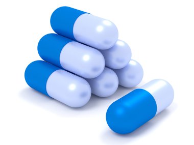 Kapsül hap üzerinde beyaz izole