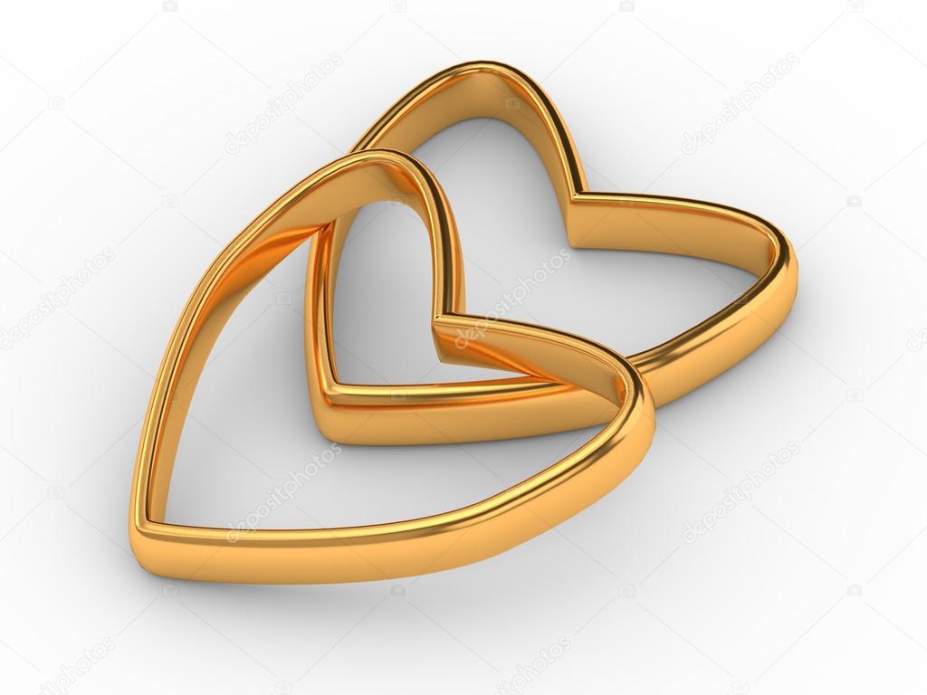 Two gold hearts