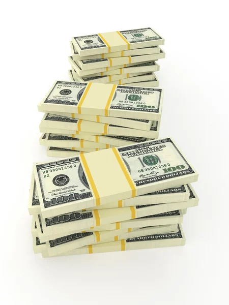 Pénz stack elszigetelt fehér. Függőleges fénykép — Stock Fotó