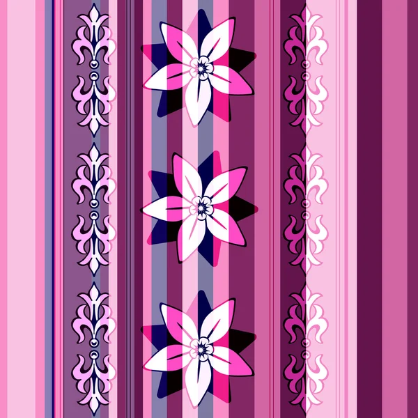 Motif floral rayé sans couture — Image vectorielle