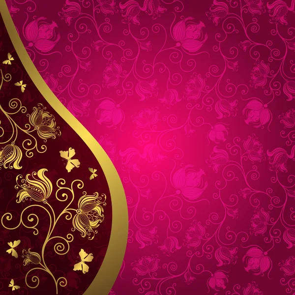 ヴィンテージ ゴールド紫カード — ストックベクタ