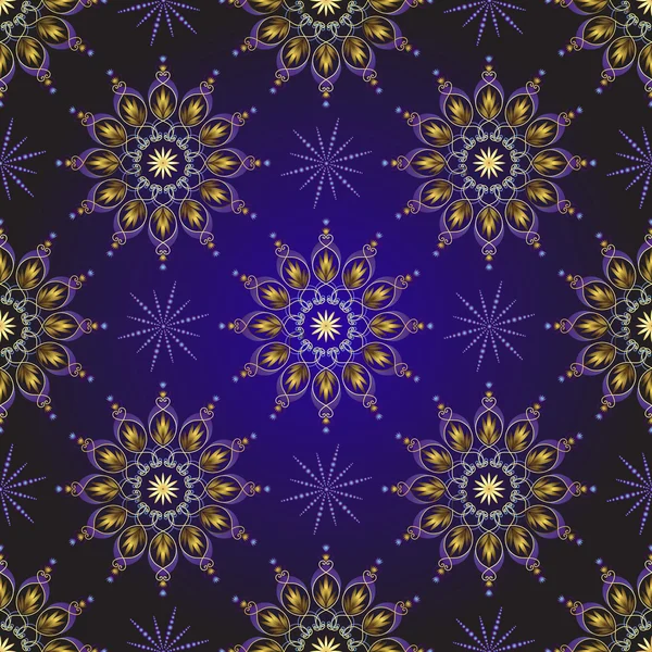 Inconsútil patrón de navidad vintage violeta oscuro — Vector de stock