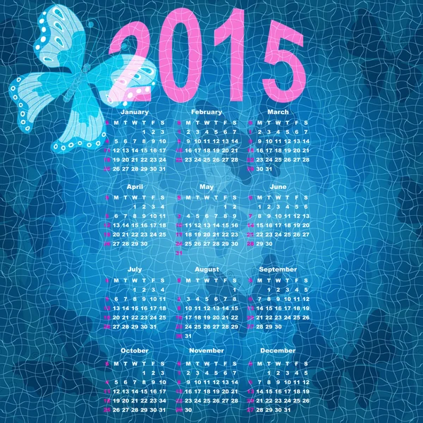 Blue calendar for 2015 — Stock Vector