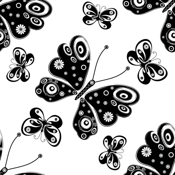 Bezešvé vzor s siluety motýli — Stockový vektor
