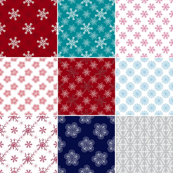 Set seamless patterns with snowflakes — Stock Vector