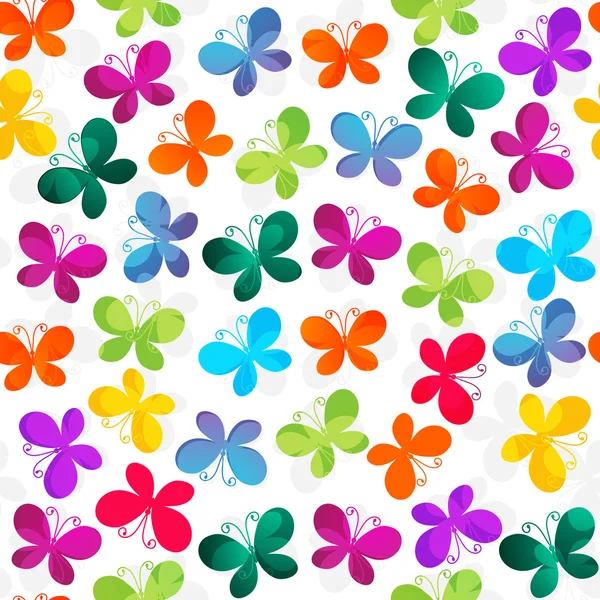 Seamless white pattern with butterflies — Stock Vector