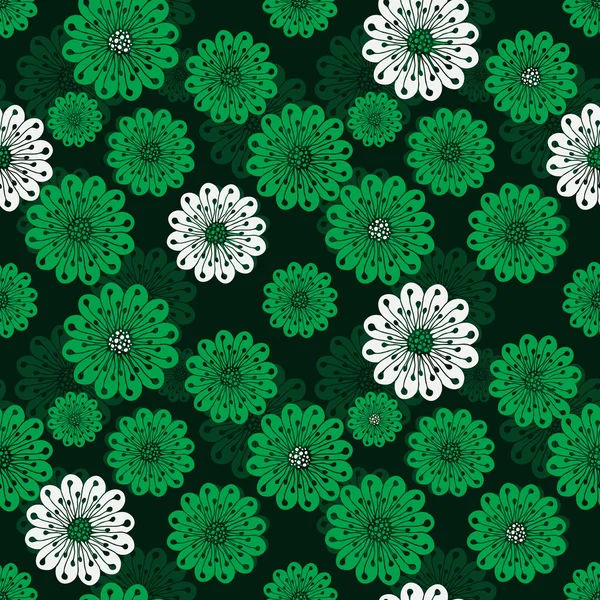 Modèle de printemps vert floral sans couture — Image vectorielle