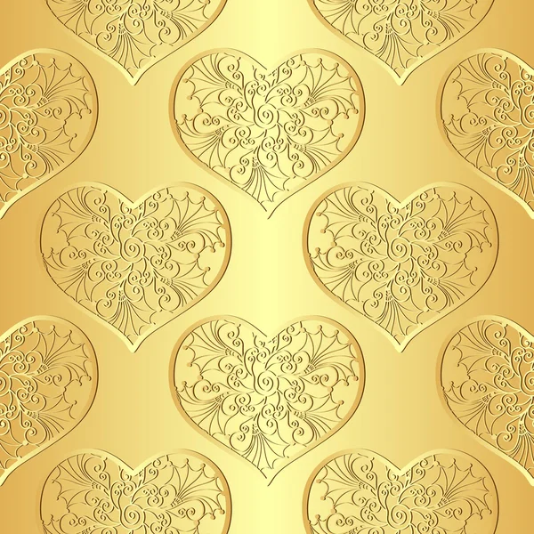 Nahtloses Gold-Valentin-Muster — Stockvektor