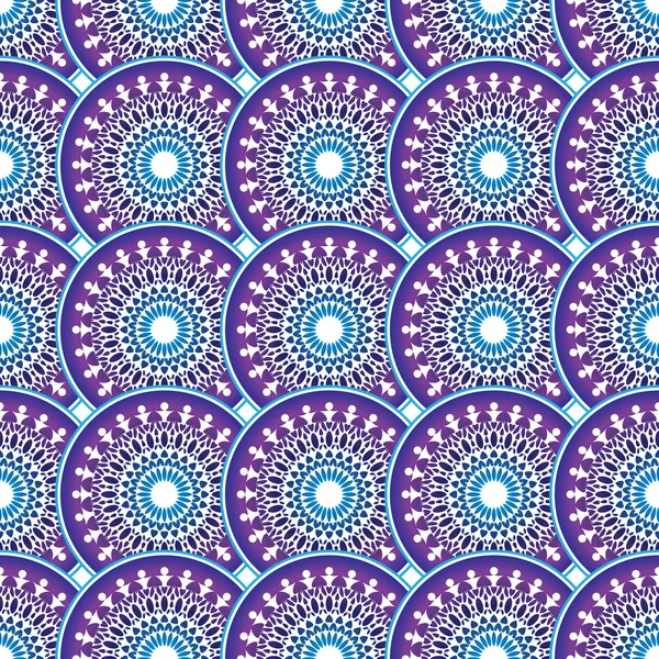 Coloré vintage violet-bleu-blanc motif sans couture — Image vectorielle