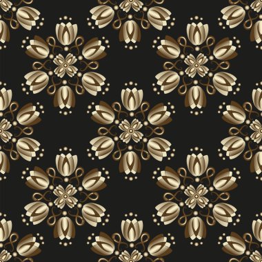 Dikişsiz siyah vintage desen