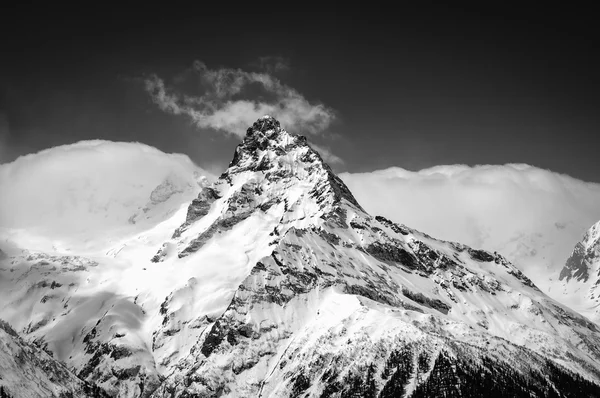 Montanhas de inverno preto e branco — Fotografia de Stock