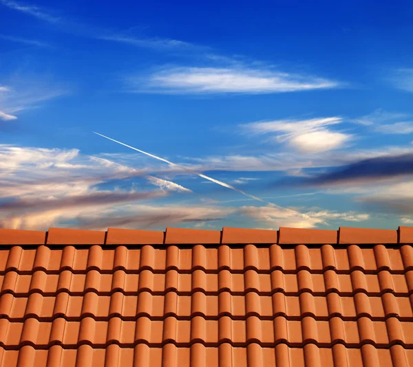 Roof tiles in evening — Stock Photo, Image