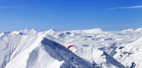 Panoramic view on speed riding in Caucasus Mountains — Stock Photo, Image