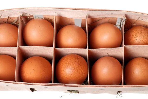 Brown eggs in eco box — Stock Photo, Image
