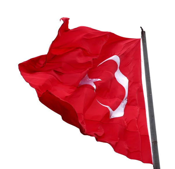 Bandera turca que agita en día de viento — Foto de Stock