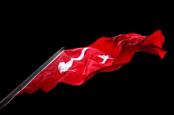 Waving flag of Turkey isolated on black background — Stock Photo, Image