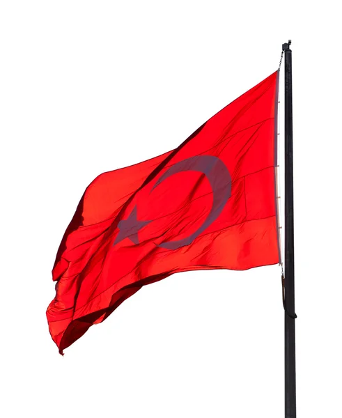 Flag of Turkey waving in wind evening — Stock Photo, Image