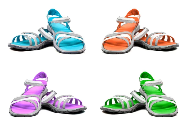 Sada vícebarevná letní sandály — Stock fotografie