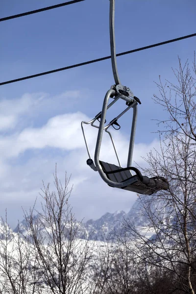 Skilift Sneeuw Bergen Mooie Winterdag Kaukasus Bergen Hatsvali Regio Svaneti — Stockfoto