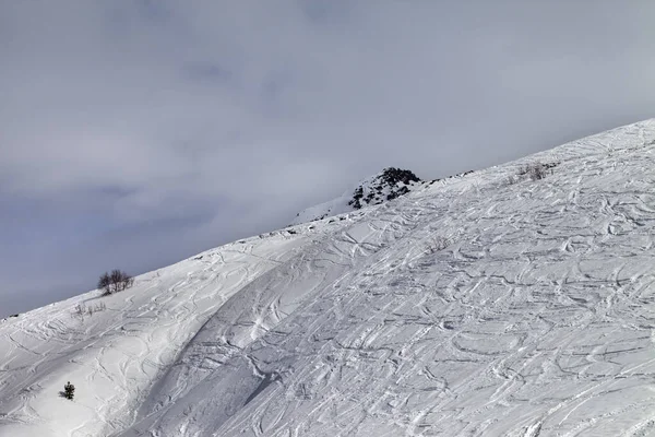 Piste Slope Gray Day Caucasus Mountains Tetnuldi Svaneti Region Georgia — Stock Photo, Image