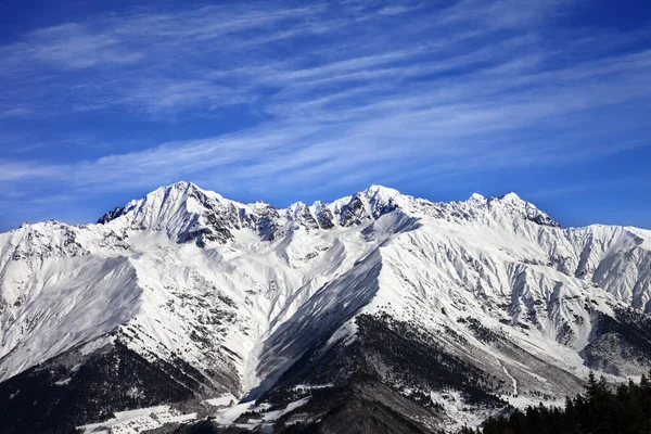 Zimní Hory Slunečného Zimního Dne Pohled Vleku Hatsvali Region Svaneti — Stock fotografie