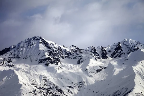 Sluneční Zimní Hory Obloha Mraky Pohled Židle Výtah Hatsvali Svaneti — Stock fotografie
